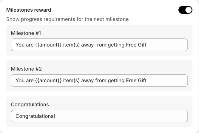 Milestones reward progress messages